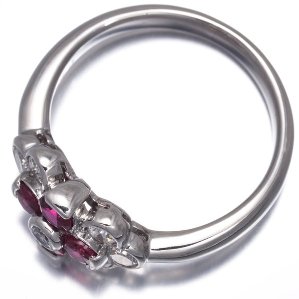  ルビー 0.51ct  ダイヤ 0.44ct フラワー  リング Pt900 