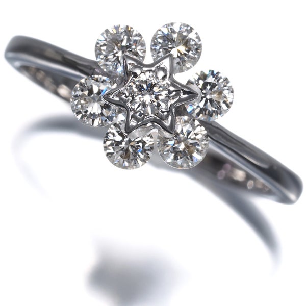  ダイヤ 0.50ct フラワー  リング K18WG 