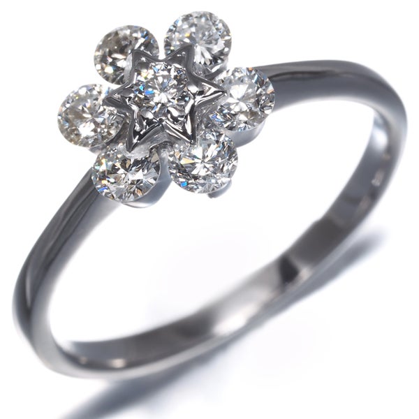  ダイヤ 0.50ct フラワー  リング K18WG 