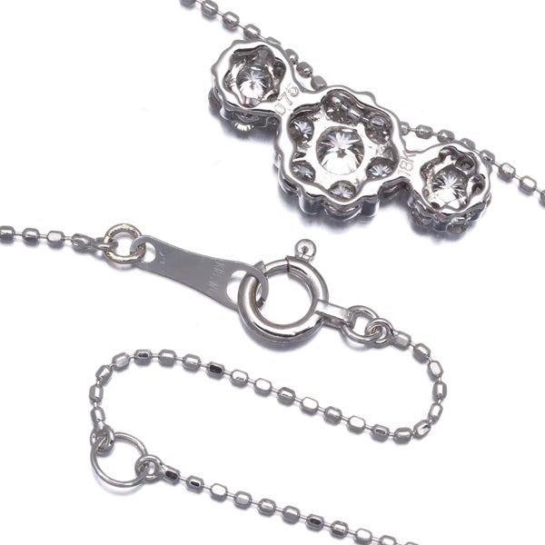  ダイヤ 0.75ct フラワー  ネックレス K18WG 
