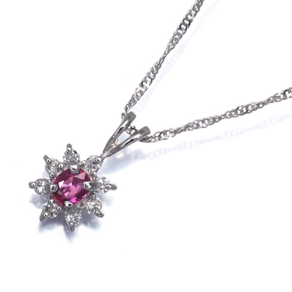  ピンクサファイア  ダイヤ 0.09ct   ネックレス Pt900/Pt850 