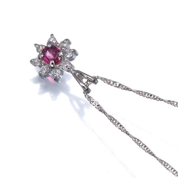  ピンクサファイア  ダイヤ 0.09ct   ネックレス Pt900/Pt850 