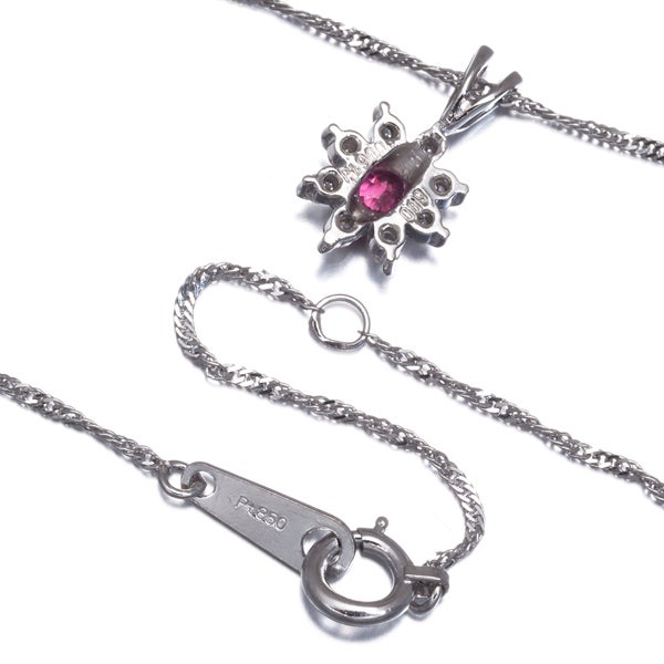  ピンクサファイア  ダイヤ 0.09ct   ネックレス Pt900/Pt850 