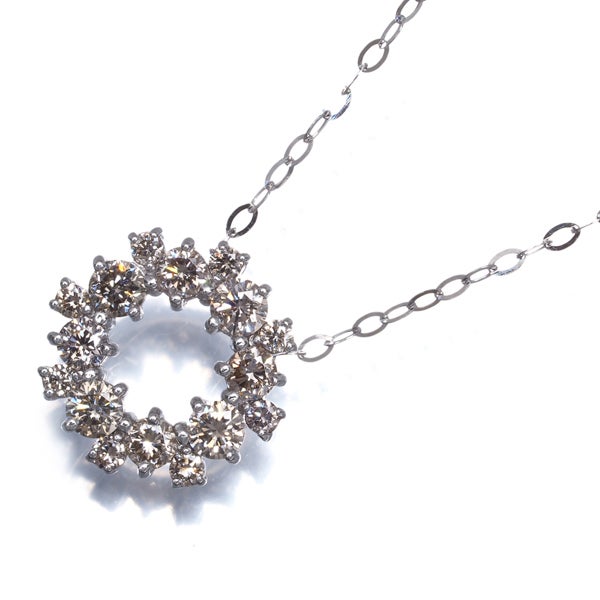 ブラウン ダイヤ 0.60ct サークル リース  ネックレス K18WG 