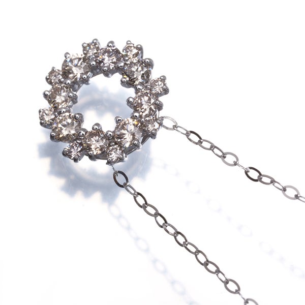 ブラウン ダイヤ 0.60ct サークル リース  ネックレス K18WG 