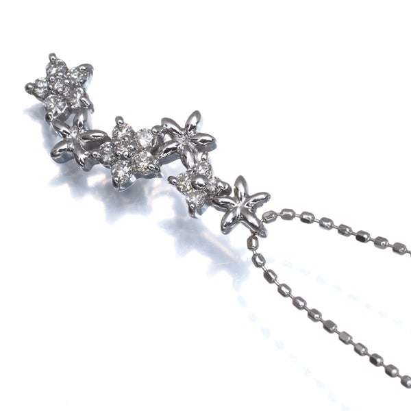  ダイヤ 0.20ct フラワー  ネックレス K18WG 