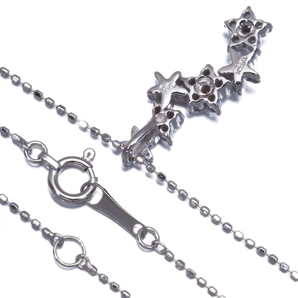  ダイヤ 0.20ct フラワー  ネックレス K18WG 