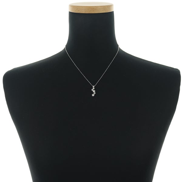  ダイヤ 0.20ct フラワー  ネックレス K18WG 