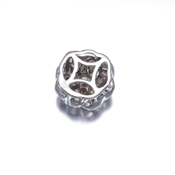 ライトイエロー&ブラウン ダイヤ 0.37ct フラワー 2種カット  ペンダントトップ K18WG 