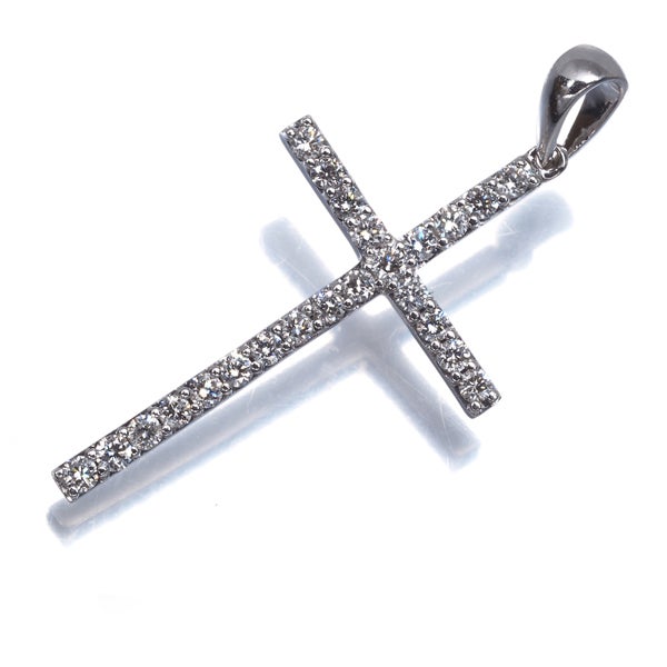  ダイヤ 0.34ct クロス  ペンダントトップ K18WG 