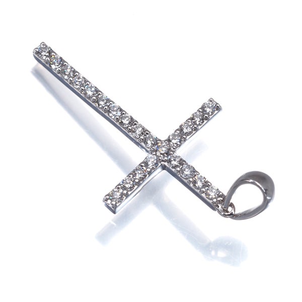  ダイヤ 0.34ct クロス  ペンダントトップ K18WG 