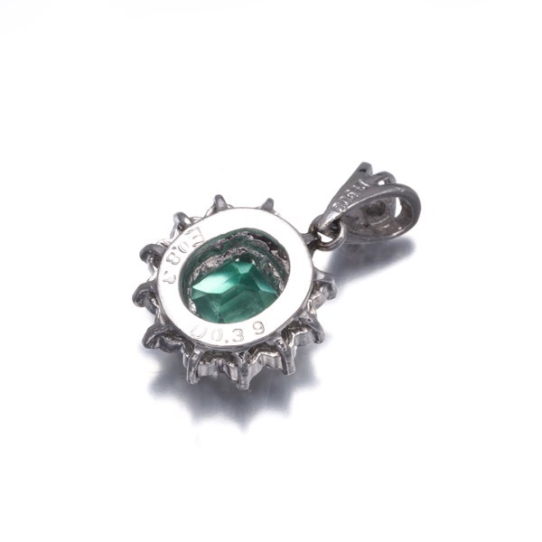  エメラルド 0.83ct  ダイヤ 0.39ct フラワー  ペンダントトップ Pt900 ソーティング