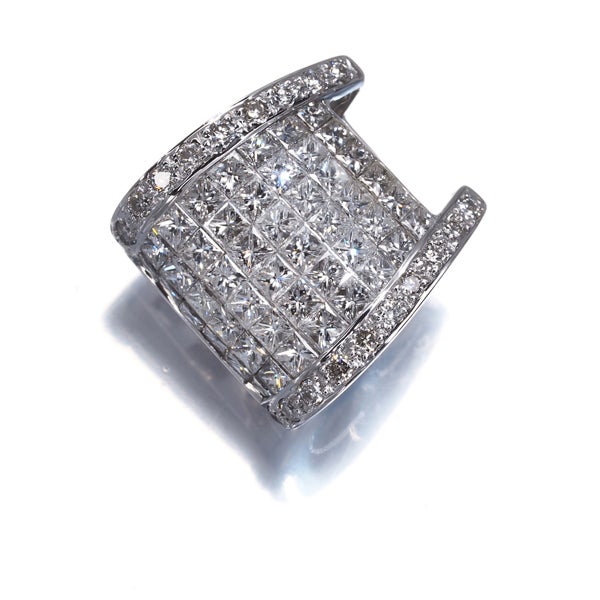  ダイヤ 1.52ct 2種カット ミステリーセッティング ペンダントトップ K18WG 