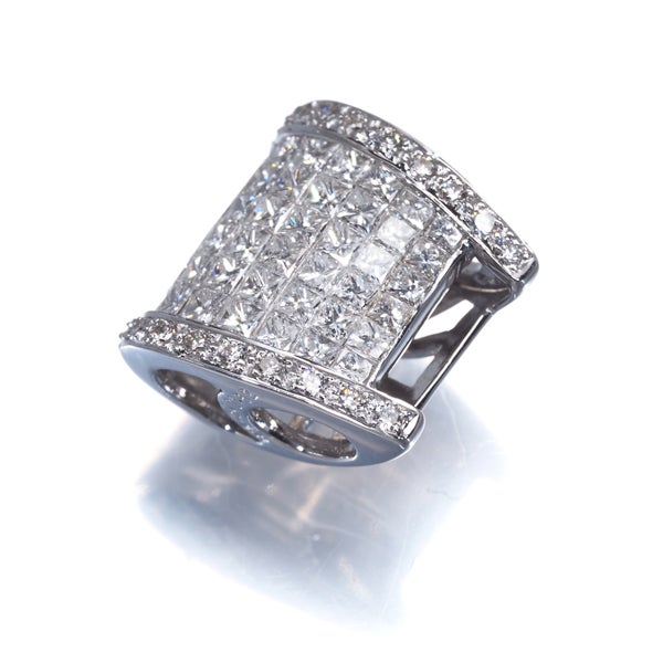  ダイヤ 1.52ct 2種カット ミステリーセッティング ペンダントトップ K18WG 
