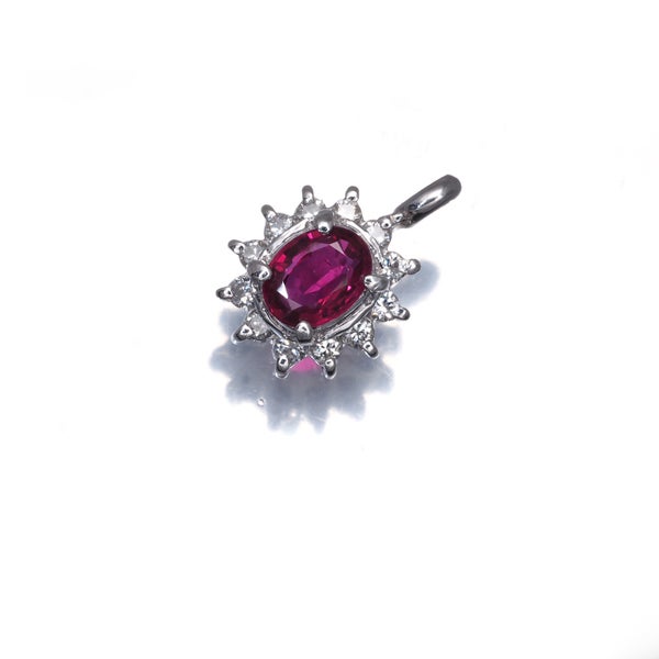  ルビー 0.38ct  ダイヤ 0.12ct クラシック  ペンダントトップ Pt900 ソーティング