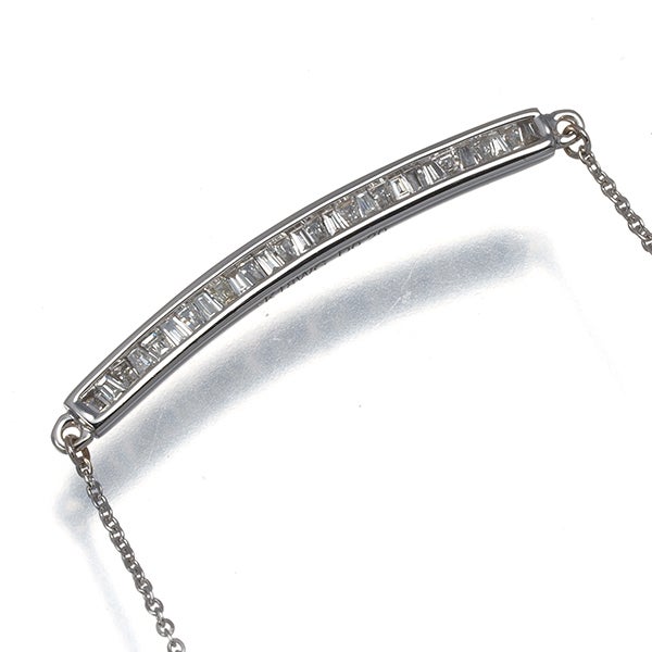  ダイヤ 0.20ct テーパーバゲットカット  ネックレス K18WG 