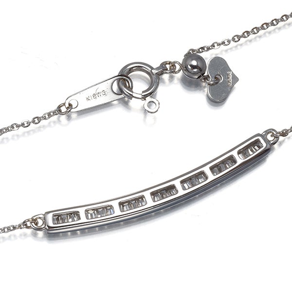  ダイヤ 0.20ct テーパーバゲットカット  ネックレス K18WG 