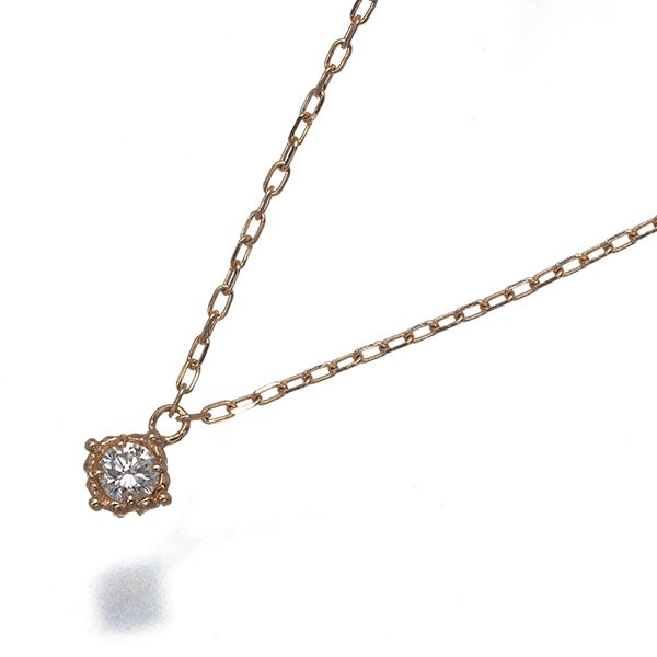  ダイヤ 0.10ct 一粒  ネックレス K10PG 