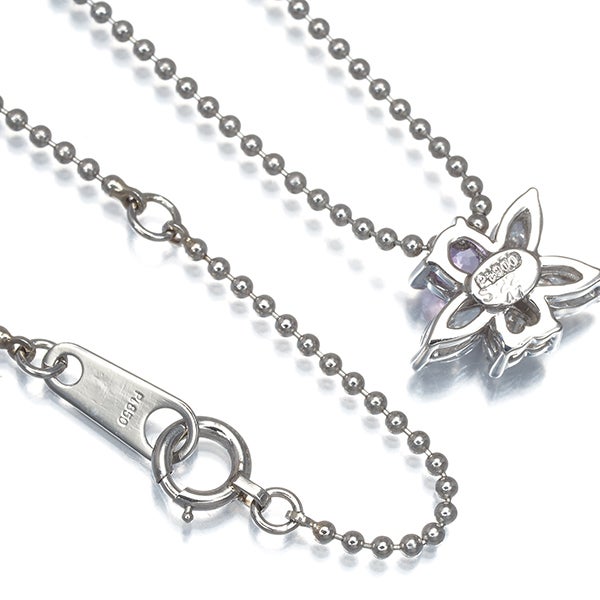  ピンクサファイア 0.22ct ダイヤ 0.47ct フラワー  ネックレス Pt900/Pt850 