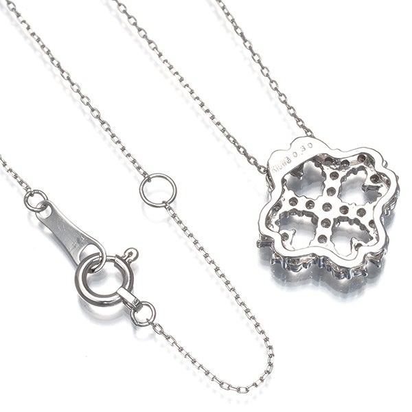  ダイヤ 0.30ct フラワー  ネックレス K18WG 