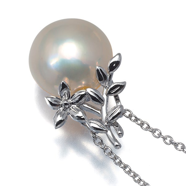 タサキ ネックレス  マベ真珠 13.5mm  フラワー リーフ シルバー 