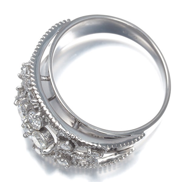  ダイヤ 0.60ct ミルグレイン 透かし  リング K18WG 