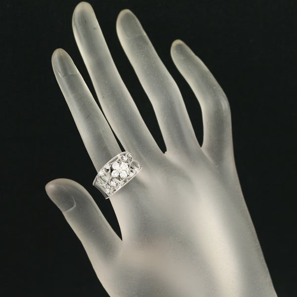  ダイヤ 0.60ct ミルグレイン 透かし  リング K18WG 