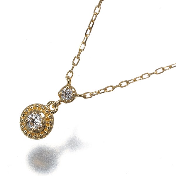 ヴァンドーム ネックレス  ダイヤ 0.04ct  ミルグレイン K18YG 