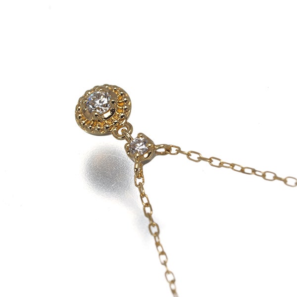 ヴァンドーム ネックレス  ダイヤ 0.04ct  ミルグレイン K18YG 