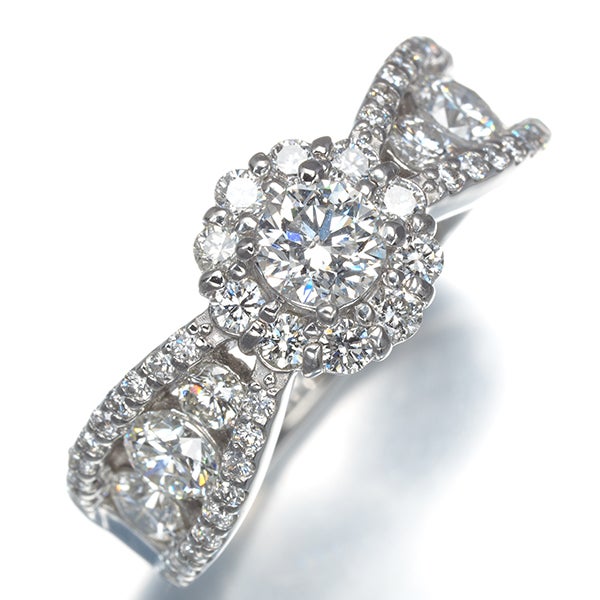  ダイヤ 0.337ct F SI1 GD/1.16ct フラワー  リング Pt900 ソーティング