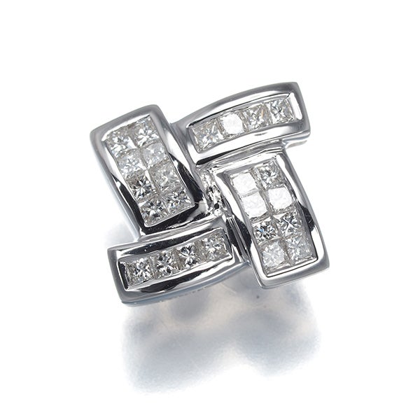  ダイヤ 0.25ct  ミステリーセッティング ペンダントトップ K18WG 