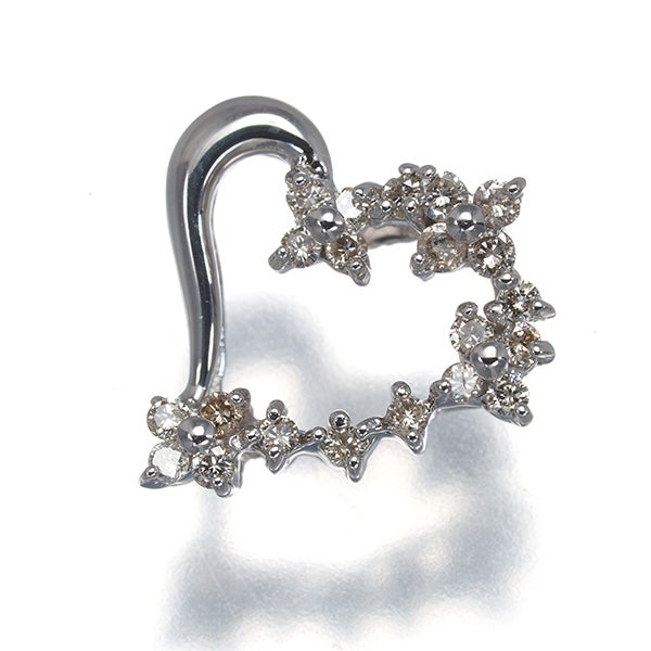  ダイヤ 0.16ct ハート  ペンダントトップ K18WG 