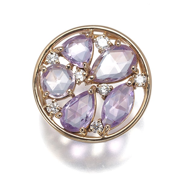  アメジスト 2.40ct ダイヤ 0.18ct ローズカット  ペンダントトップ K18PG 