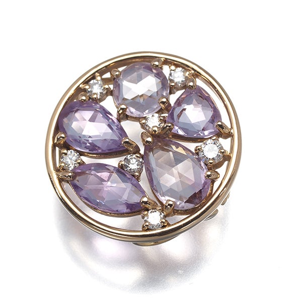  アメジスト 2.40ct ダイヤ 0.18ct ローズカット  ペンダントトップ K18PG 