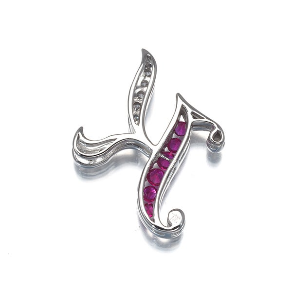  ルビー 0.12ct ダイヤ 0.04ct アルファベット イニシャル K  ペンダントトップ K18WG 