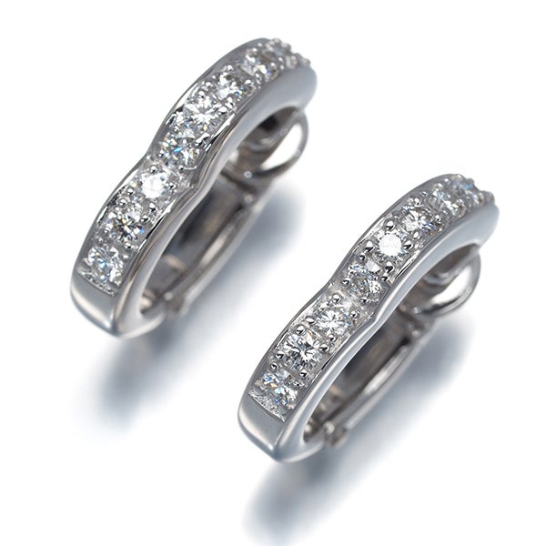 タサキ イヤリング  ダイヤ 0.19ct/0.19ct  ピアリング フープ K18WG 