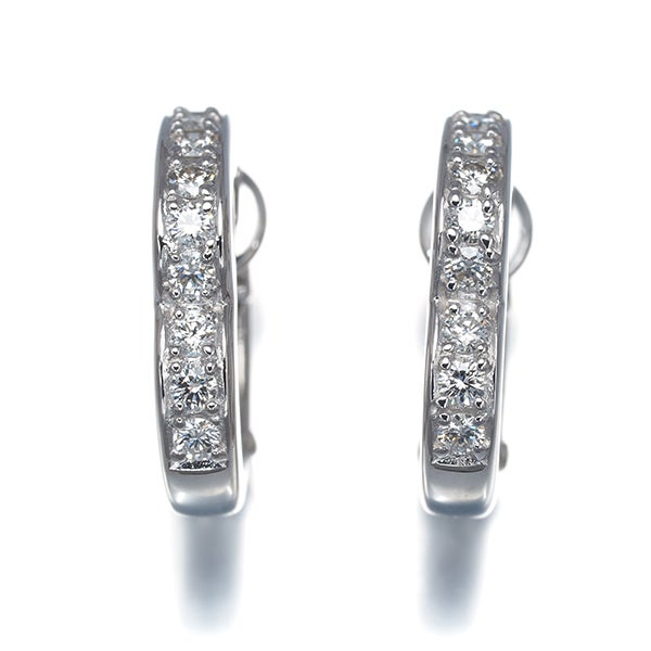 タサキ イヤリング  ダイヤ 0.19ct/0.19ct  ピアリング フープ K18WG 