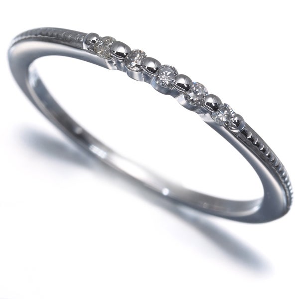 アガット リング  ダイヤ 0.05ct  5P 9号 K18WG 