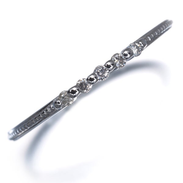 アガット リング  ダイヤ 0.05ct  5P 9号 K18WG 