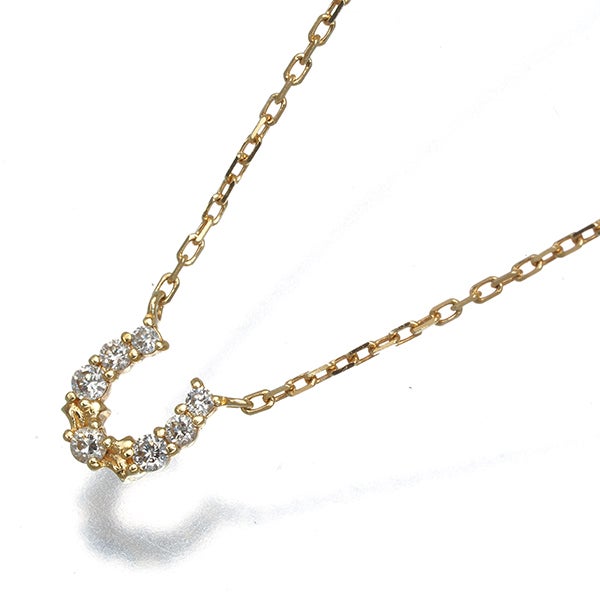アガット ネックレス  ダイヤ 0.05ct  ホースシュー K18YG 