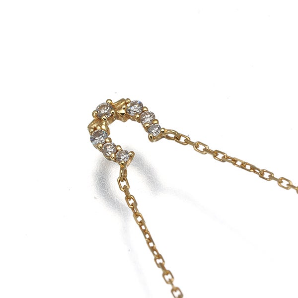 アガット ネックレス  ダイヤ 0.05ct  ホースシュー K18YG 