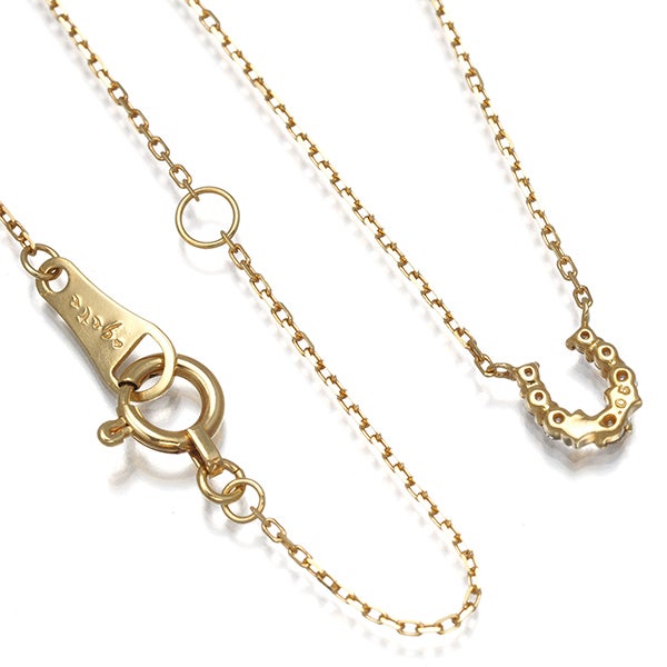 アガット ネックレス  ダイヤ 0.05ct  ホースシュー K18YG 