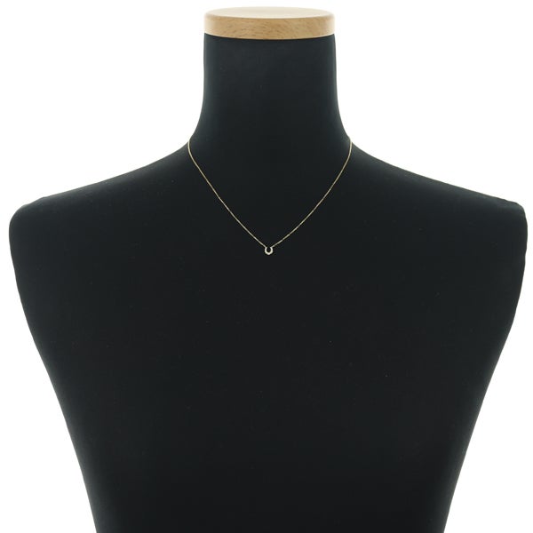 アガット ネックレス  ダイヤ 0.05ct  ホースシュー K18YG 