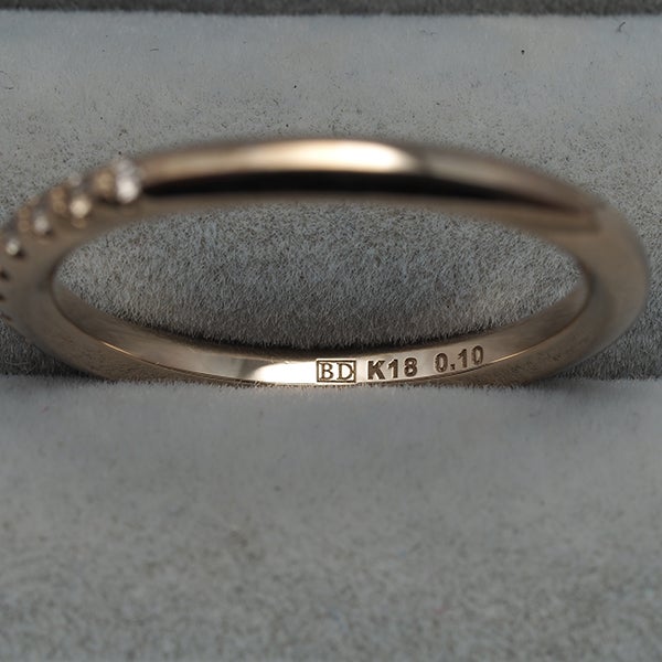 カシケイ リング ブラウン ダイヤ 0.10ct ライン ハーフエタニティ 11号 K18BG 