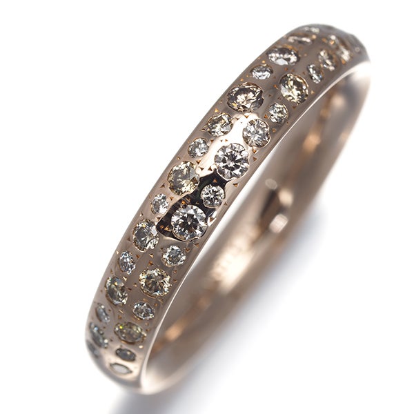 カシケイ リング ブラウン ダイヤ 0.47ct バンド 15号 K18PG 