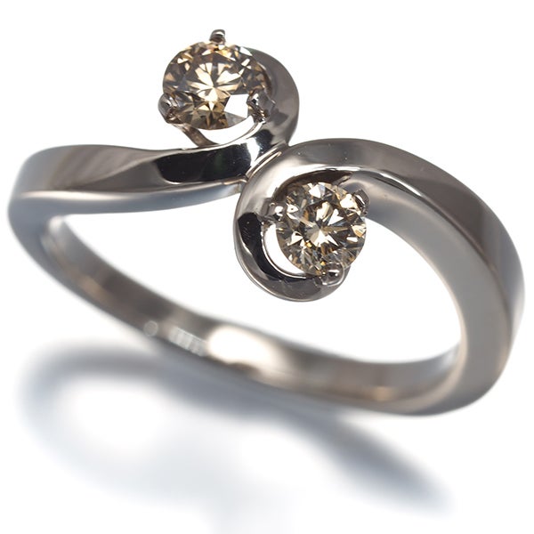 カシケイ リング ブラウン ダイヤ 0.35ct フロート 11号 K18BG 