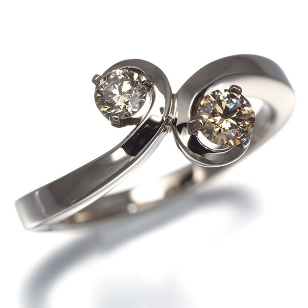 カシケイ リング ブラウン ダイヤ 0.35ct フロート 11号 K18BG 