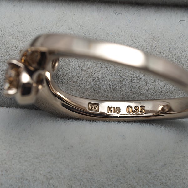 カシケイ リング ブラウン ダイヤ 0.35ct フロート 11号 K18BG 