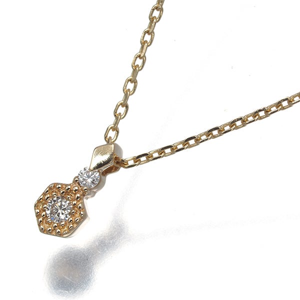 アガット ネックレス  ダイヤ 0.02ct   K10YG 