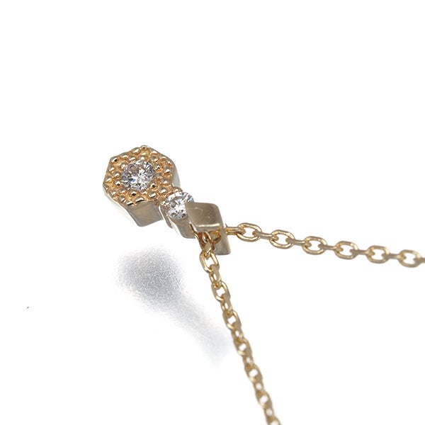 アガット ネックレス  ダイヤ 0.02ct   K10YG 